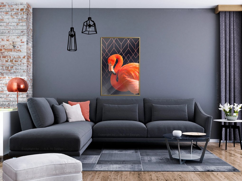 Artgeist Plagát - Flamingo Solo [Poster] Veľkosť: 40x60, Verzia: Čierny rám