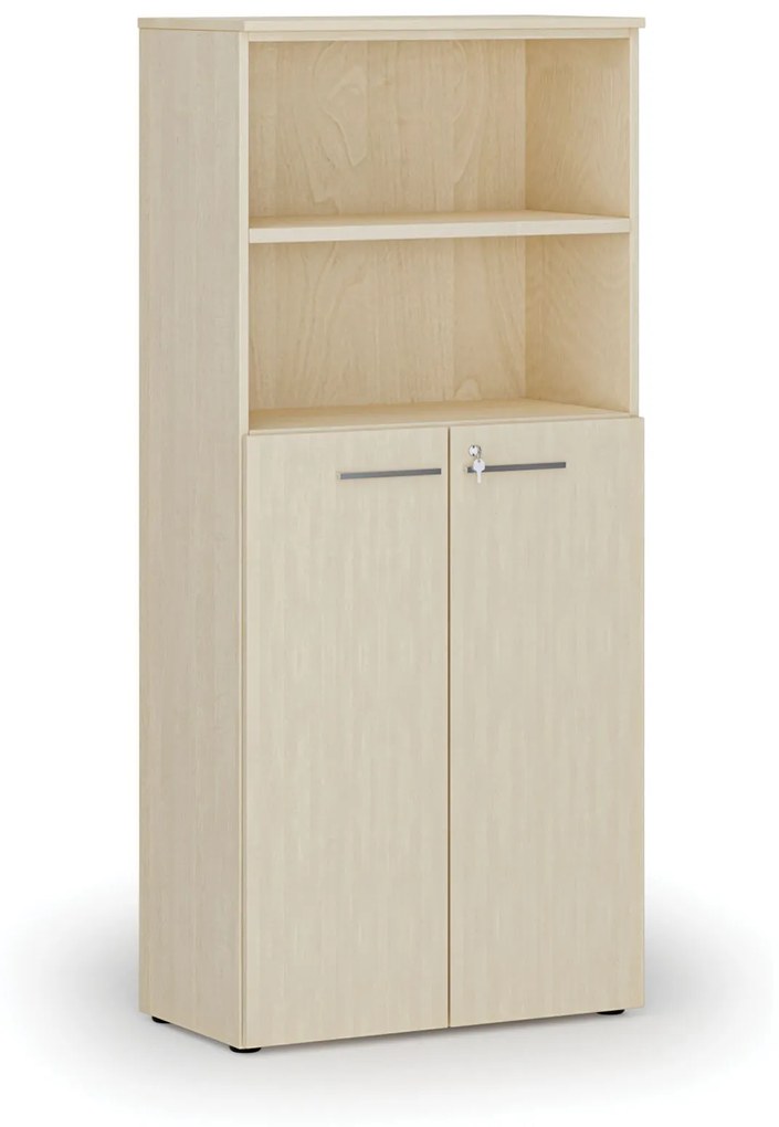 Kombinovaná kancelárska skriňa PRIMO WOOD, dvere na 3 poschodia, 1781 x 800 x 420 mm, breza
