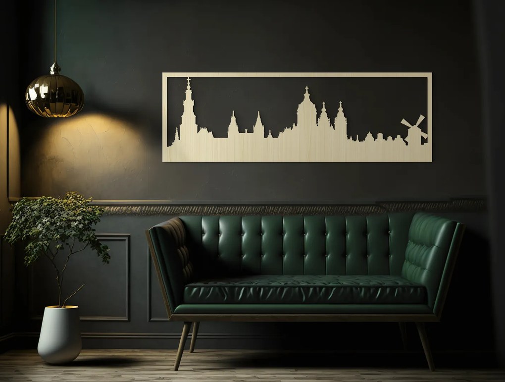 drevko Obraz Amsterdam panoráma Rozmer obrazu: 29,5 x 89 cm, Farba dekorácie: Čierna