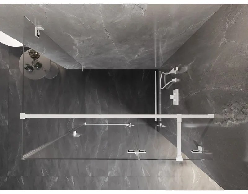 Mexen Lunar T, výklopný sprchový kút pravý 120 x 70 cm, 8mm číre sklo, biely profil, 834T-120-070-20-00-P