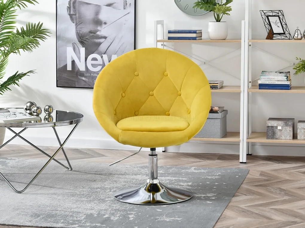 Kreslo Lush 3 (žltá + chrómová). Vlastná spoľahlivá doprava až k Vám domov. 1110238