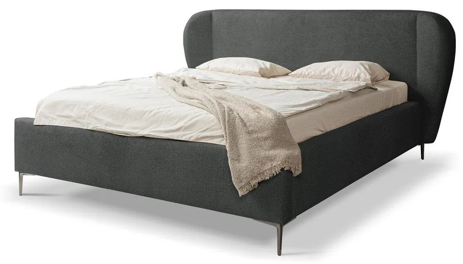 Tmavosivá čalúnená dvojlôžková posteľ s roštom 180x200 cm Makana – Makamii