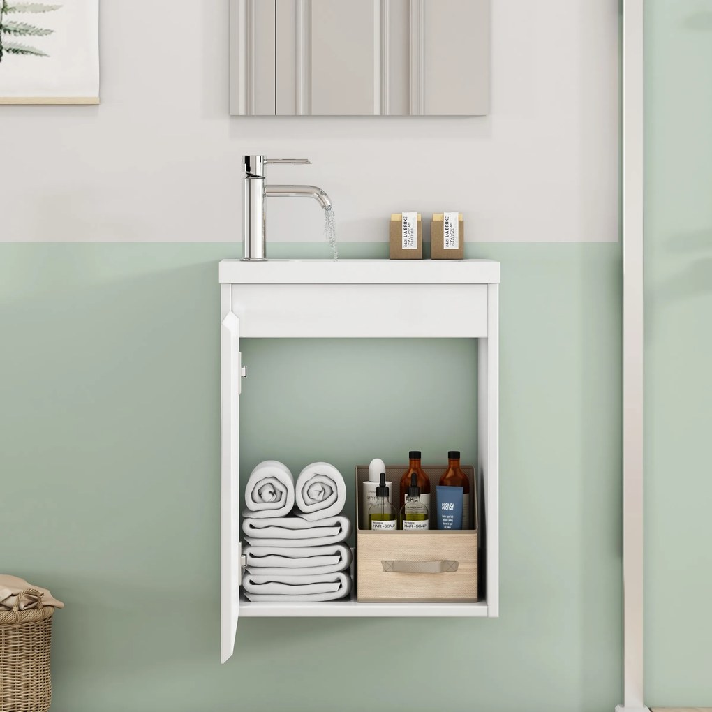 Nástenná skrinka s umývadlom Houseland Elara 40 cm biela