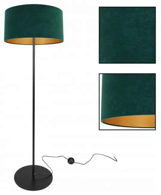 Štýlová stojaca lampa s velúrovým tienidlom MEDIOLAN