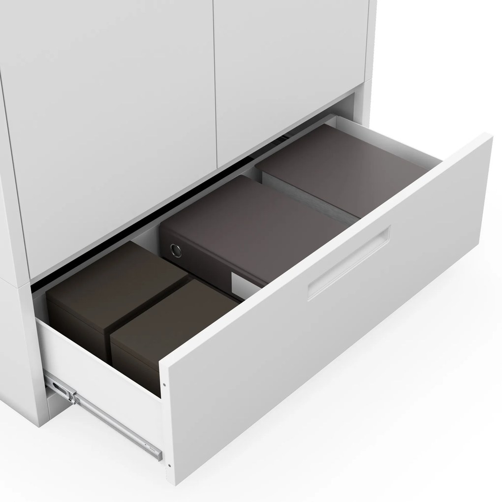 Kovová skriňa MEGAN – biela, jednoduchá zásuvka, 185 cm