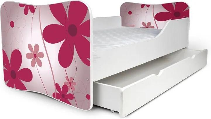 MAXMAX Detská posteľ so zásuvkou KVETY + matrac ZADARMO