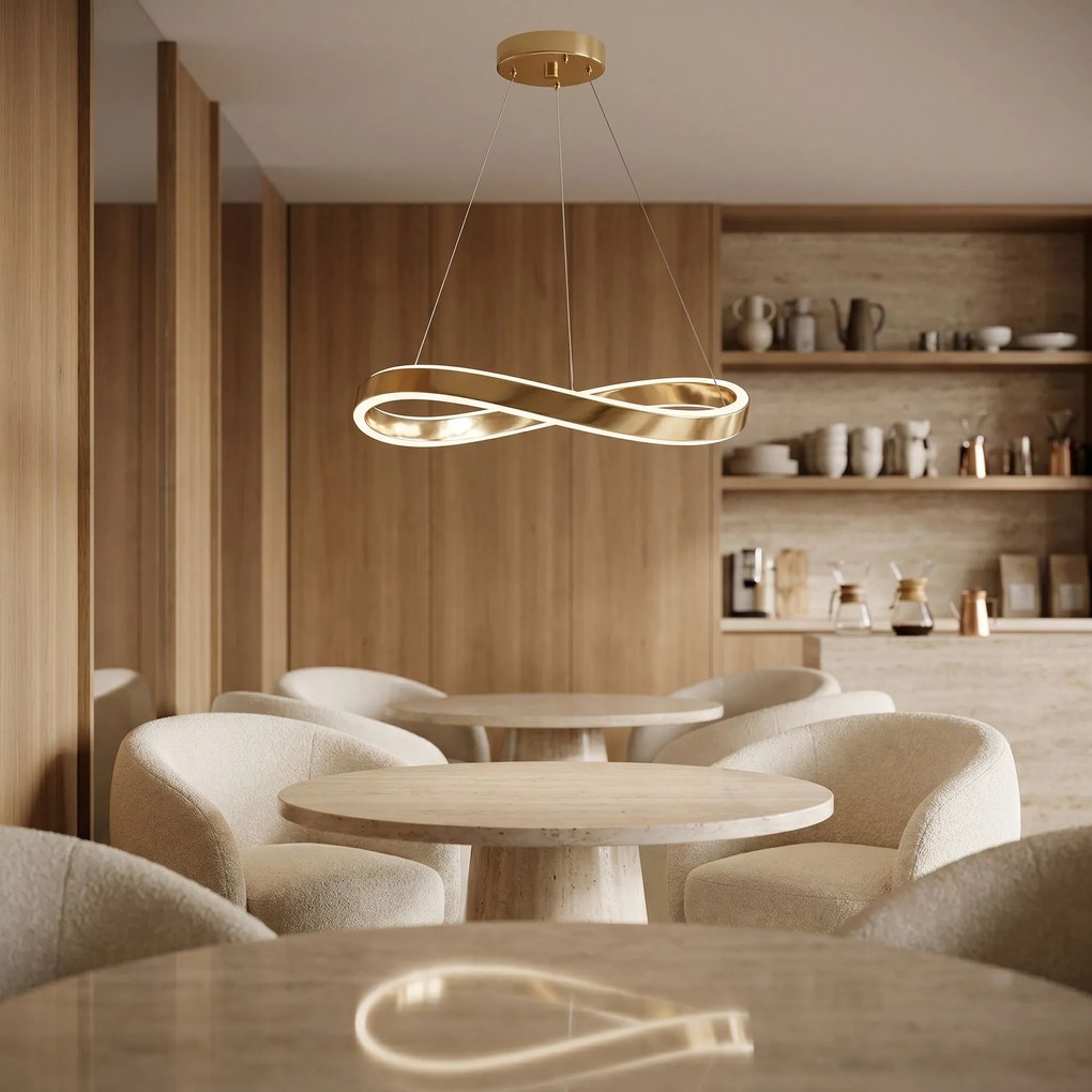 Toolight Toolight, LED závesné svietidlo, 80cm, 70W, 4000K, 5000lm SWE068-CP, zlatá lesklá, OSW-20168