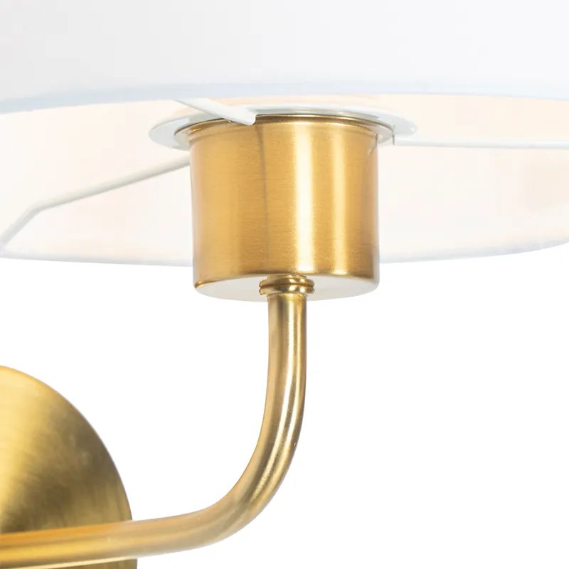 Klasická nástenná lampa zlatá s látkovým tienidlom biela - Cas