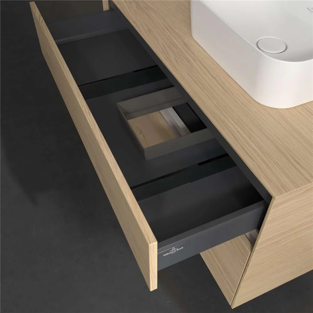 VILLEROY &amp; BOCH Collaro závesná skrinka pod umývadlo na dosku (umývadlo vpravo), 2 zásuvky, s LED osvetlením, 1000 x 500 x 548 mm, Nordic Oak, C096B0VJ