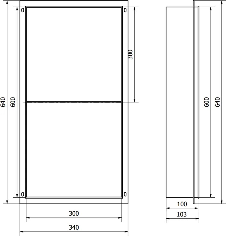 Mexen X-Wall-NR, polica na zapustenie bez príruby 60 x 30 cm, medená matná - 19C1603010S