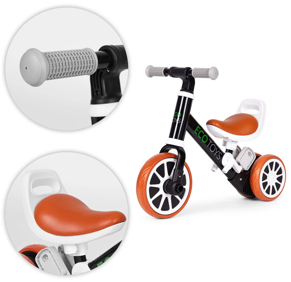 Odrážadlo/Balančný bicykel s pedálmi 2v1 čierny ECOTOYS