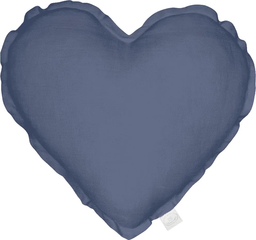 Ľanový vankúš srdce džínsová 44cm