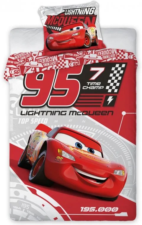 DETSKÉ BAVLNENÉ OBLIEČKY CARS 3 BLESK MCQUEEN 140x200/70x90 cm