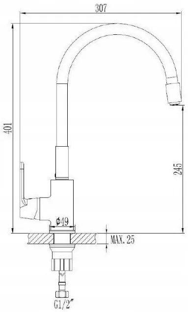 Invena Tesalia, 1-komorový granitový drez s odkvapkávačom 760x440x160 mm a kuchynskou batériou Joga Plus s flexibilným ramenom + chrómový automatický sifón, INV-AZ-01-043-SET