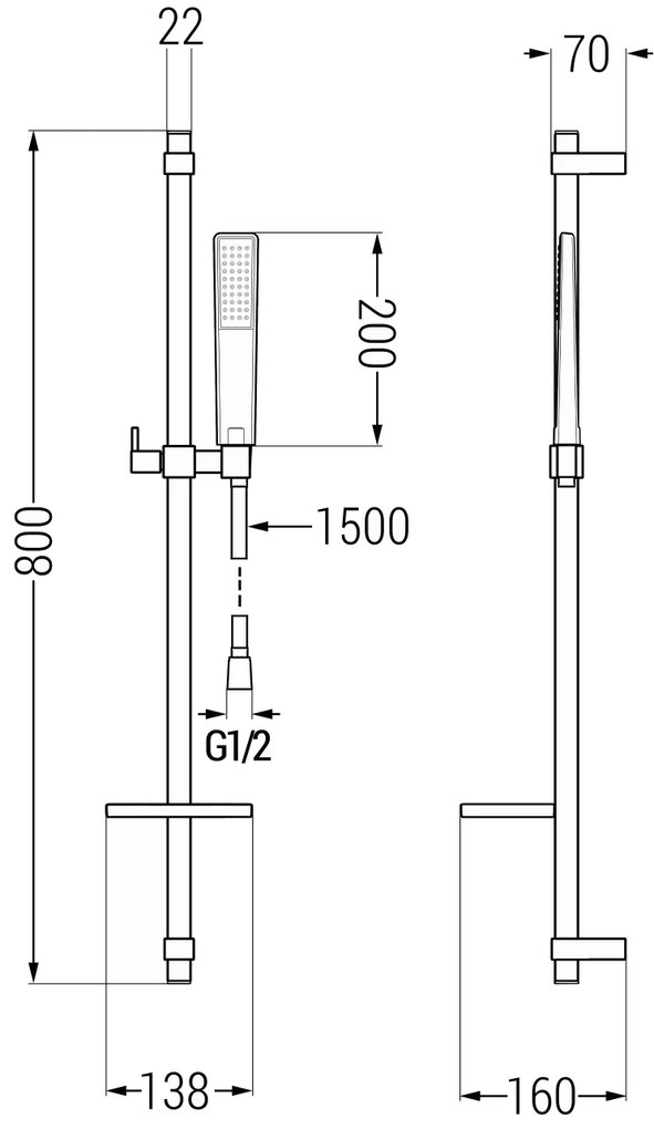 Mexen Pecos DQ72 sprchový set, čierna - 72704DQ72-70