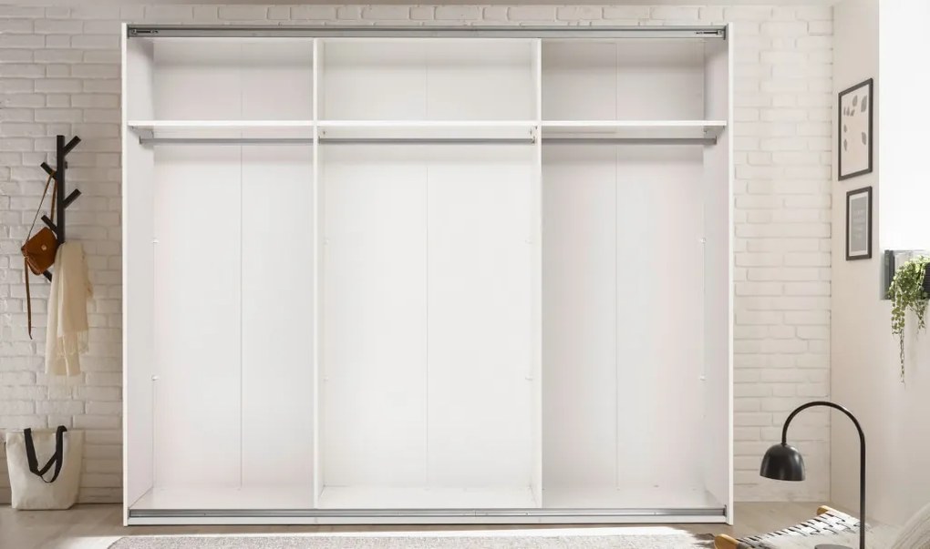 Šatníková skriňa so zrkadlom Daria, 270 cm, dub/biela