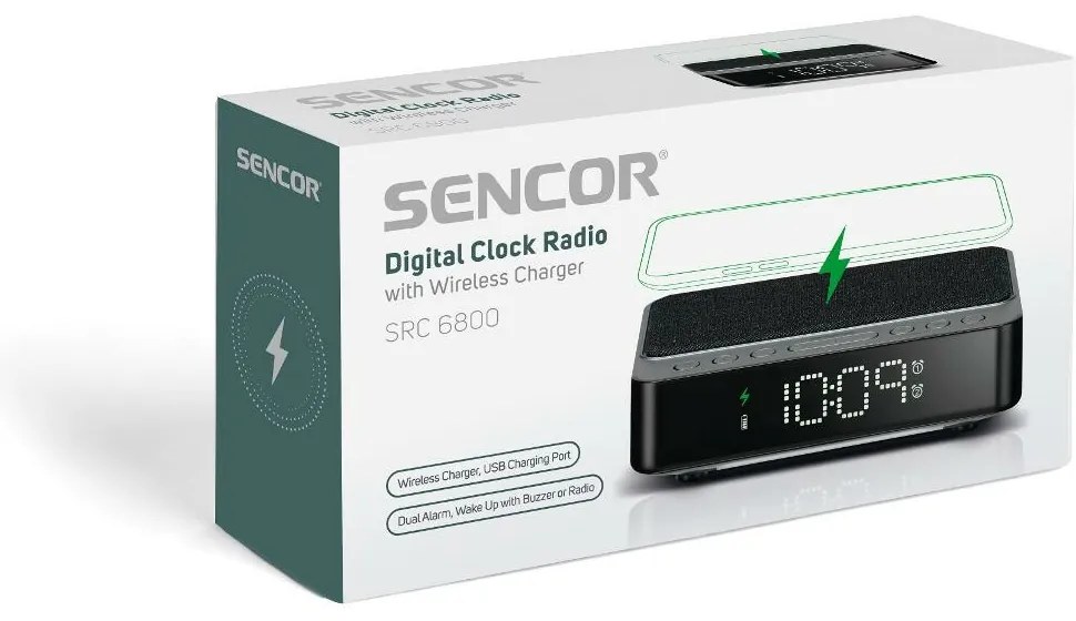 Sencor Digitálny rádiobudík s bezdrôtovou nabíjačkou