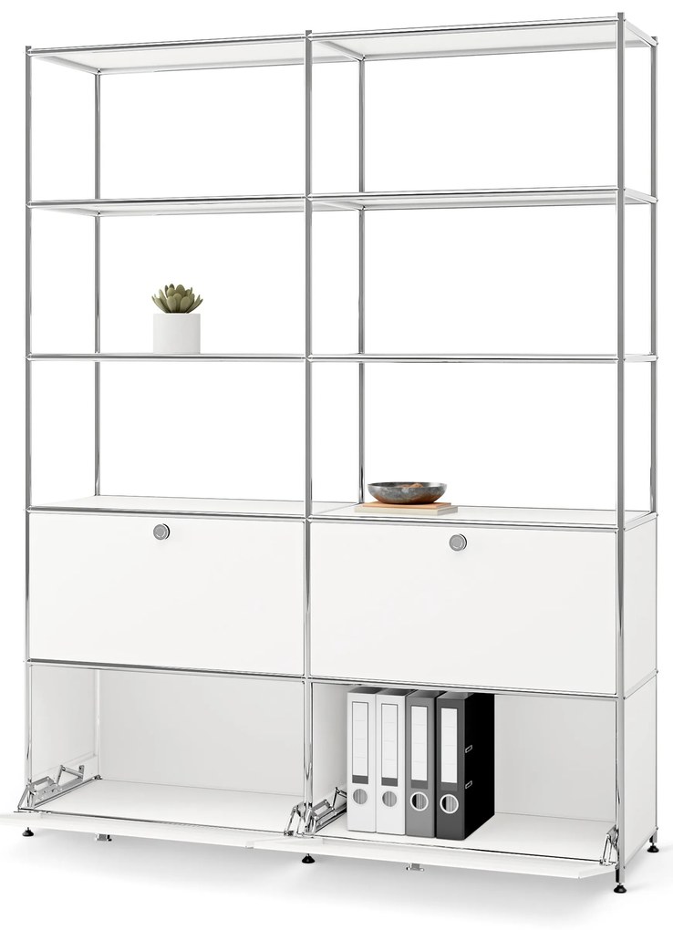 Vysoká kovová skrinka »CN3« so 4 výklopnými priečinkami, biela