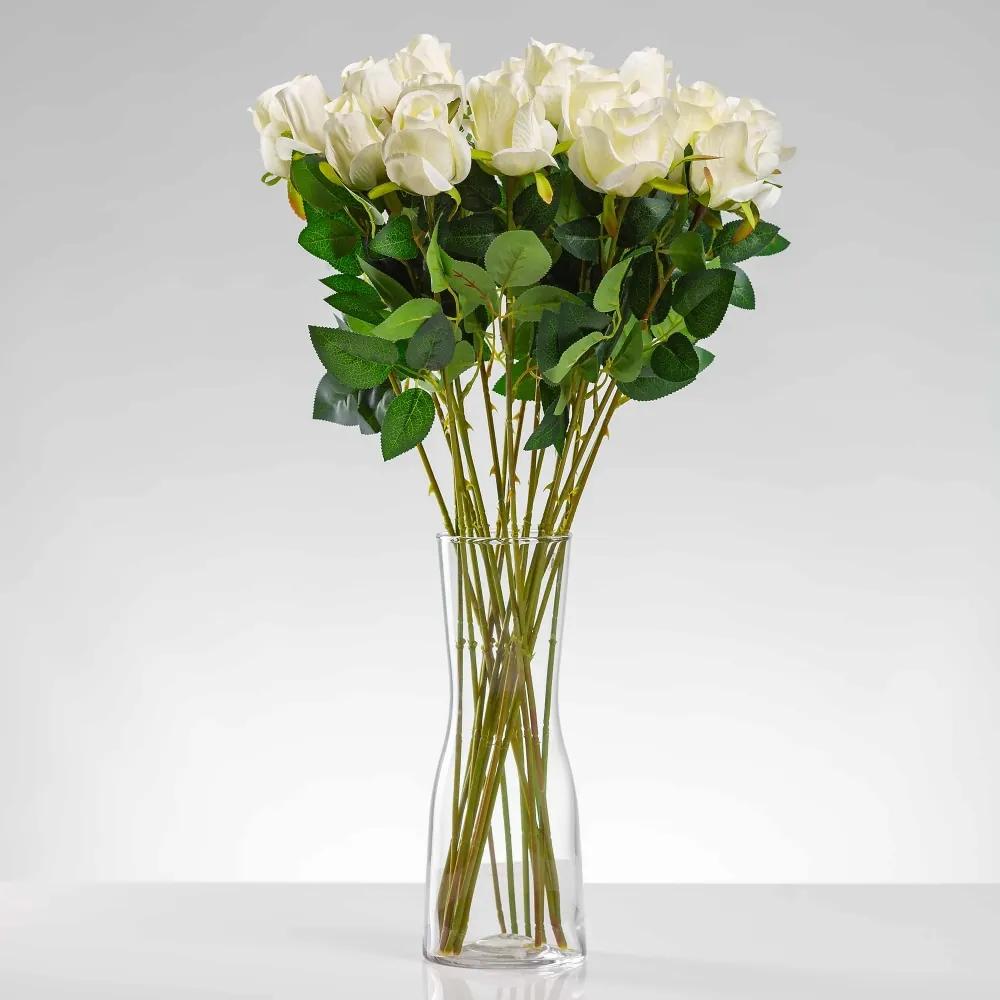 Umelá ruža ERIKA biela. Cena uvedená za 1 kus.