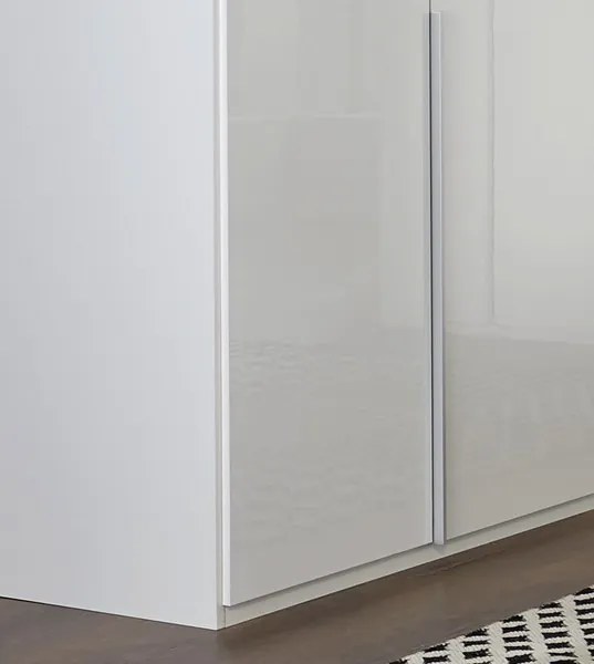 Šatníková skriňa New York D, 180 cm, biela / biely lesk