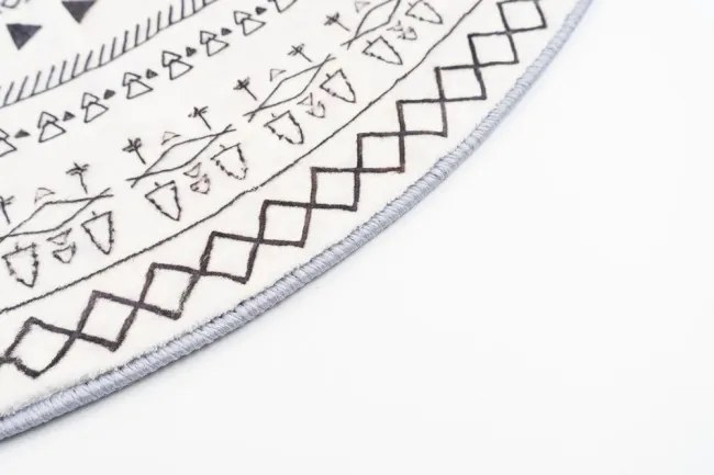 Protišmykový koberec NOVO krémový / čierny kruh