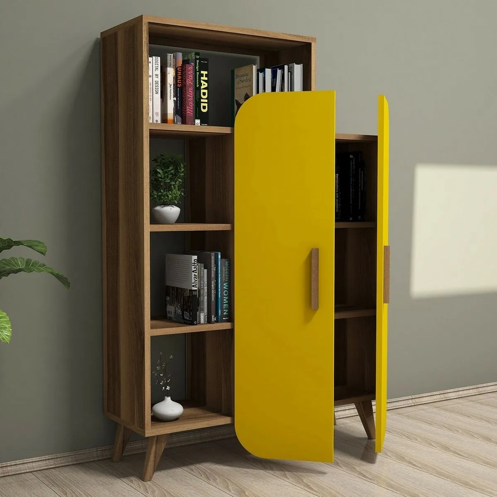 Knižnica Form Yellow and Walnut