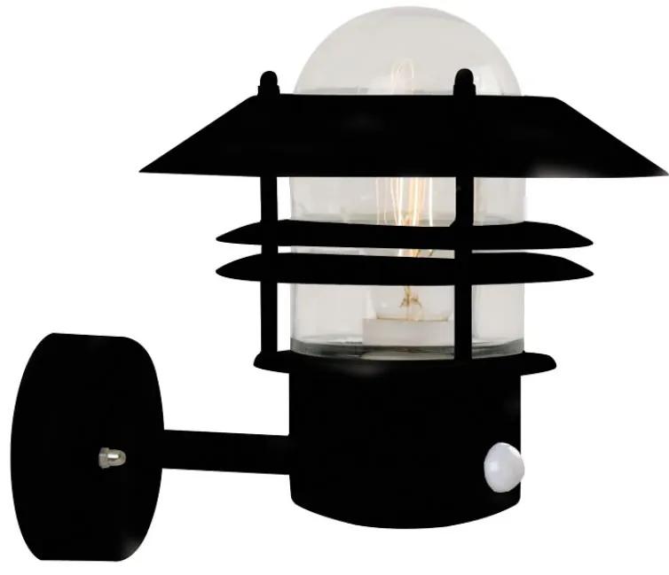 NORDLUX Vonkajšie nástenné svietidlo so senzorom BLOKHUS, 1xE27, 60W, čierne