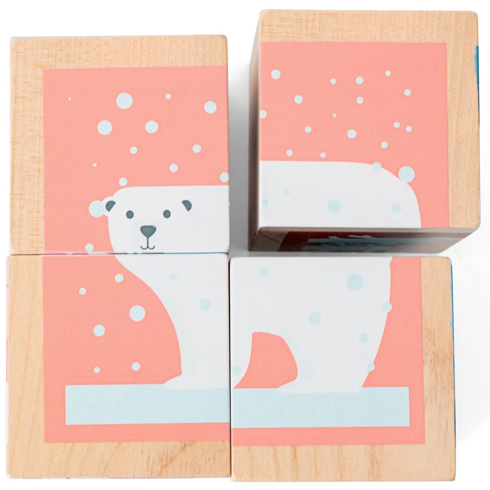 Drevené obrázkové kocky so zvieratkami - 4 ks