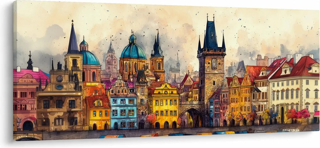 Obraz - Jeseň v maľovanom meste (120x50 cm)