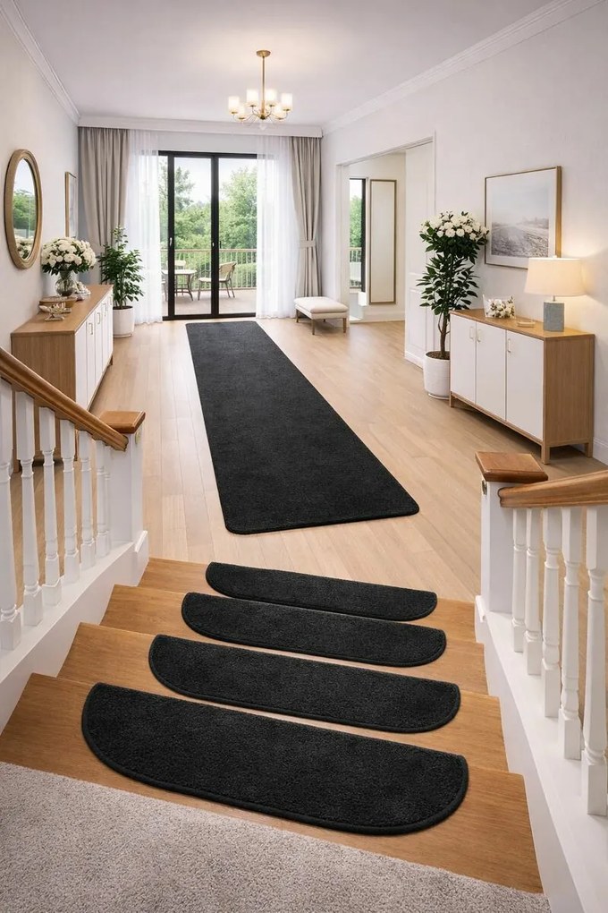 Nášľapy na schody Eton čierny polkruh, samolepiaci - 28x65 polkruh (rozmer vrátane ohybu) Vopi