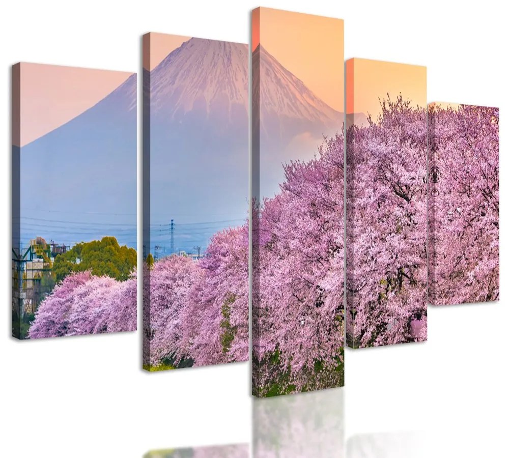 5-dielny obraz romantický pohľad na Japonsko - 100x50