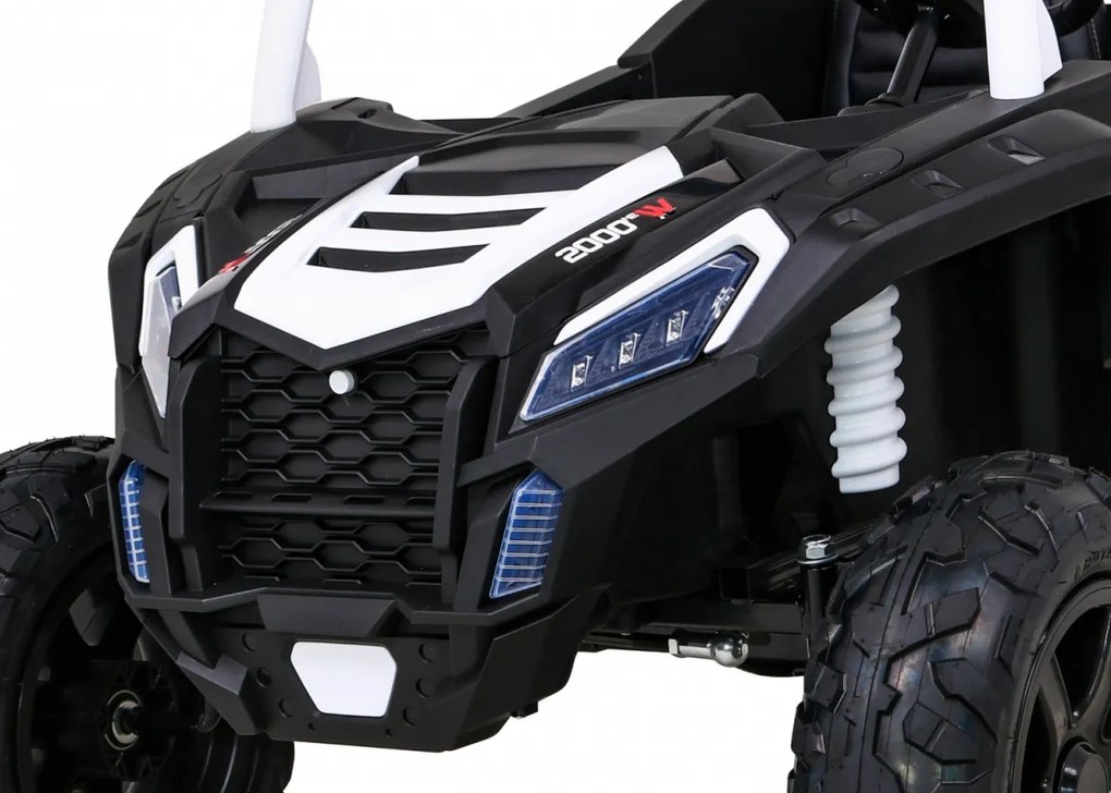 Ramiz Detská bugina ATV Strong Racing pre 2 deti biela + bezkefkový motor + nafukovacie kolesá + zvuky + LED
