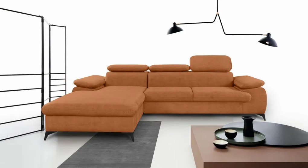 Rohová sedacia súprava Scala, hrdzavá látka, ľavý roh