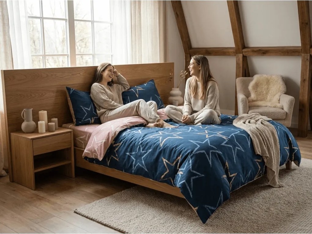 Flanelové obliečky z mikrovlákna STARMISS tmavomodré Rozmer obliečky: 70 x 90 cm | 140 x 220 cm