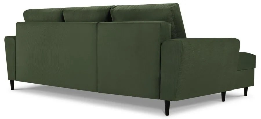 Zelená menčestrová rozkladacia/s úložným priestorom rohová pohovka (ľavý roh/s leňoškou) Kyoto – Cosmopolitan Design