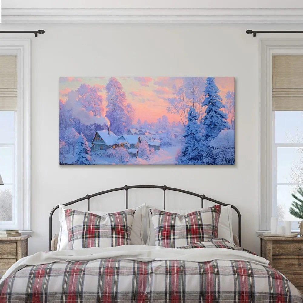 Vianočný obraz čarovná zimná dedinka