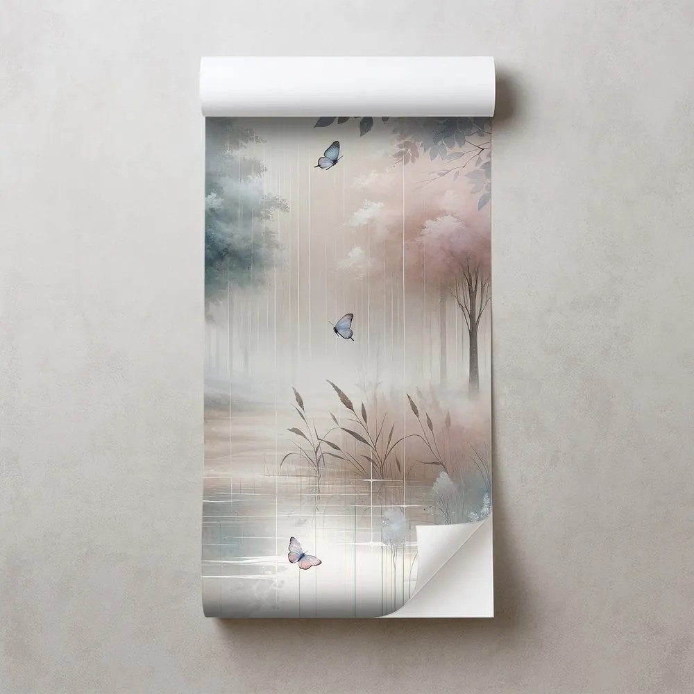 Samolepiaca tapeta jemný lesný sen s motýľmi