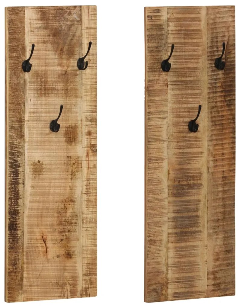 vidaXL Nástenný vešiak na kabáty 2 ks mangovníkové drevo 36x110x3 cm