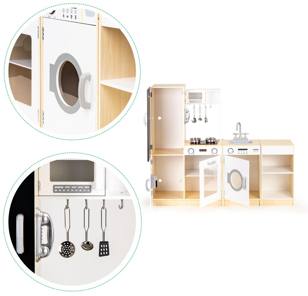 Drevená kuchynka pre deti samostatné segmenty XXL doska + LED ECOTOYS