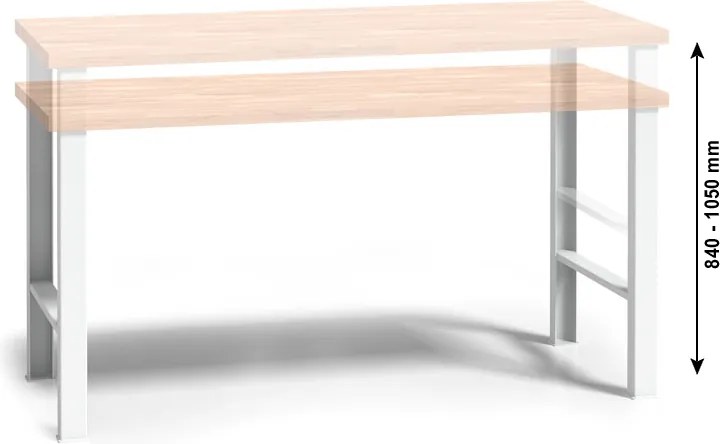 Pracovný stôl do dielne G3, buková škárovka, nastaviteľné kovové nohy, 2000 mm