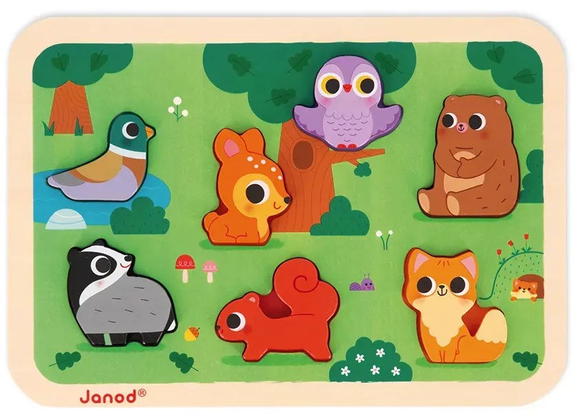 Drevené vkladacie puzzle 3D - Zvieratká z lesa