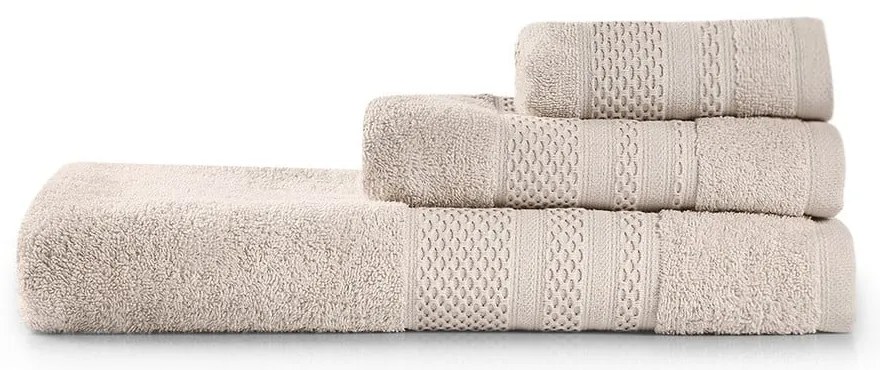 Béžové froté bavlnené uteráky a osušky v súprave 3 ks Piramit – Foutastic