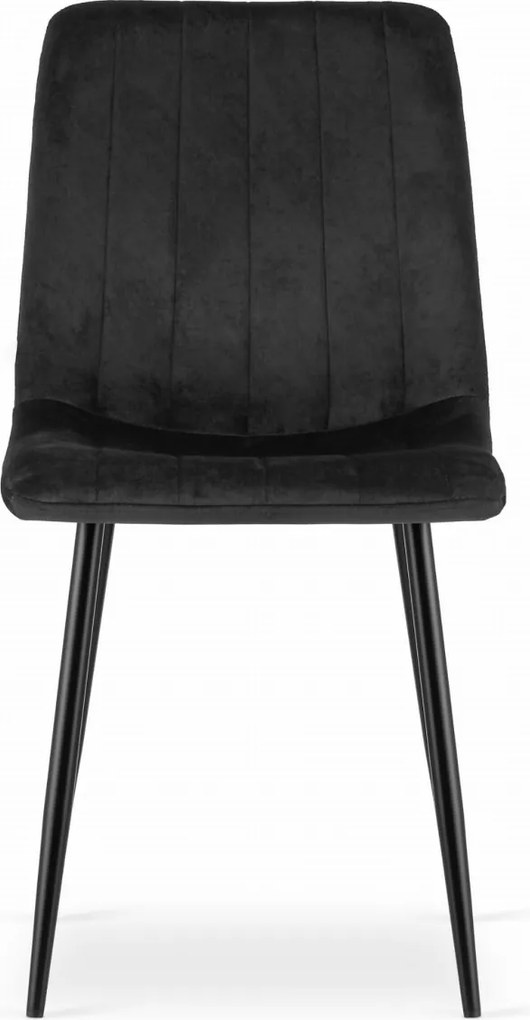 AKCIA Čierna zamatová stolička LAVA s čiernymi nohami II. akosť