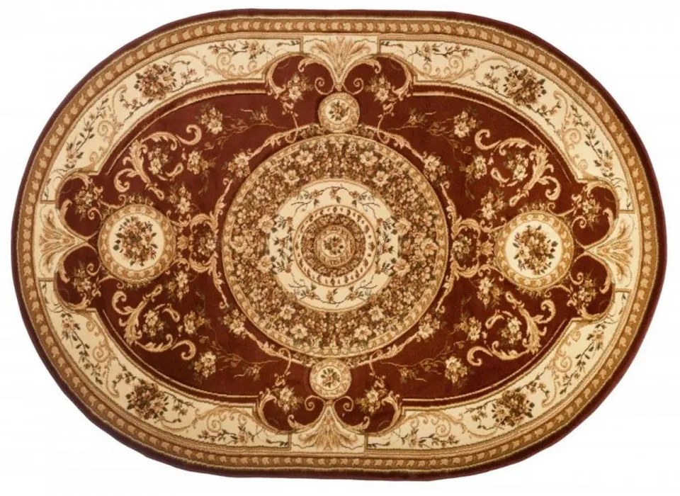 *Kusový koberec klasický vzor 3 hnedý ovál 140x190cm