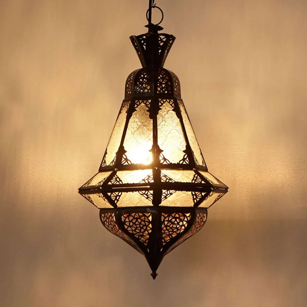 Marocká závesná lampa Houta biela