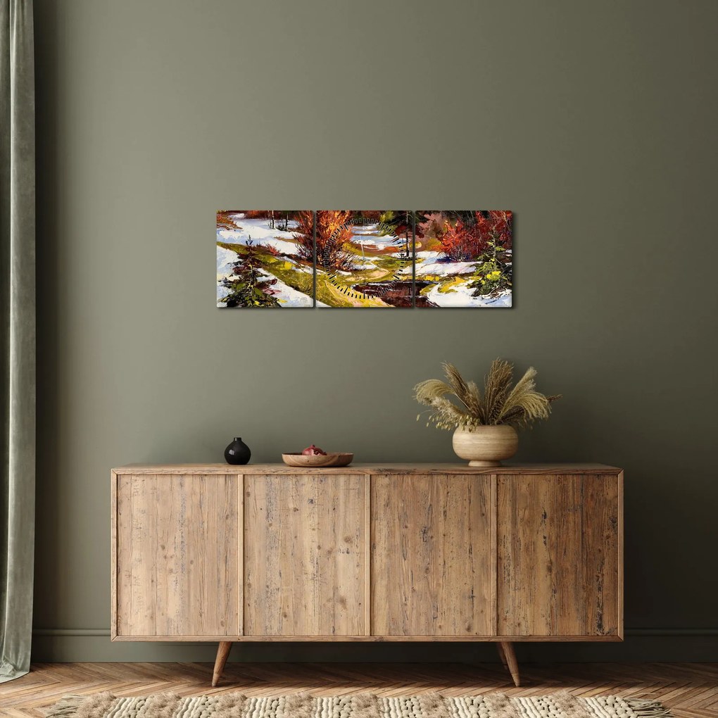 Obraz - Príchod jari (s hodinami) (90x30 cm)