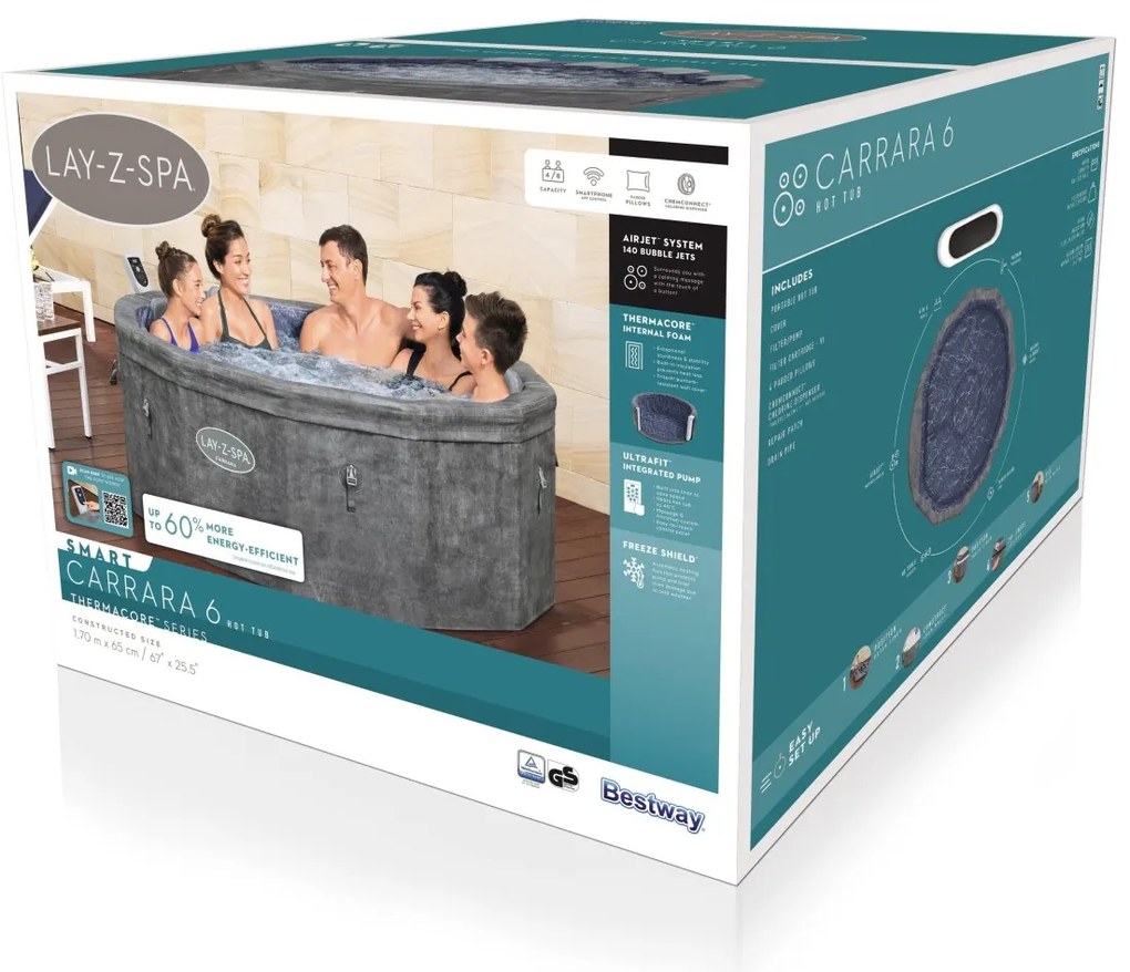 Lay-Z-Spa Carrara SMART Air Jet Jacuzzi BESTWAY 6001V