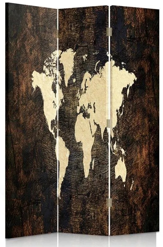 Gario Paraván Mapa sveta na tmavých doskách Rozmery: 180 x 170 cm, Prevedenie: Klasický paraván