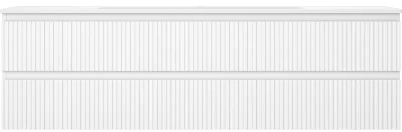 Mexen Rivel, kúpeľňová skrinka 160 cm s umývadlom Vela, 2 zásuvky, drážkovaná, biela matná, 91A20-16047-2-BFF01-W23M01