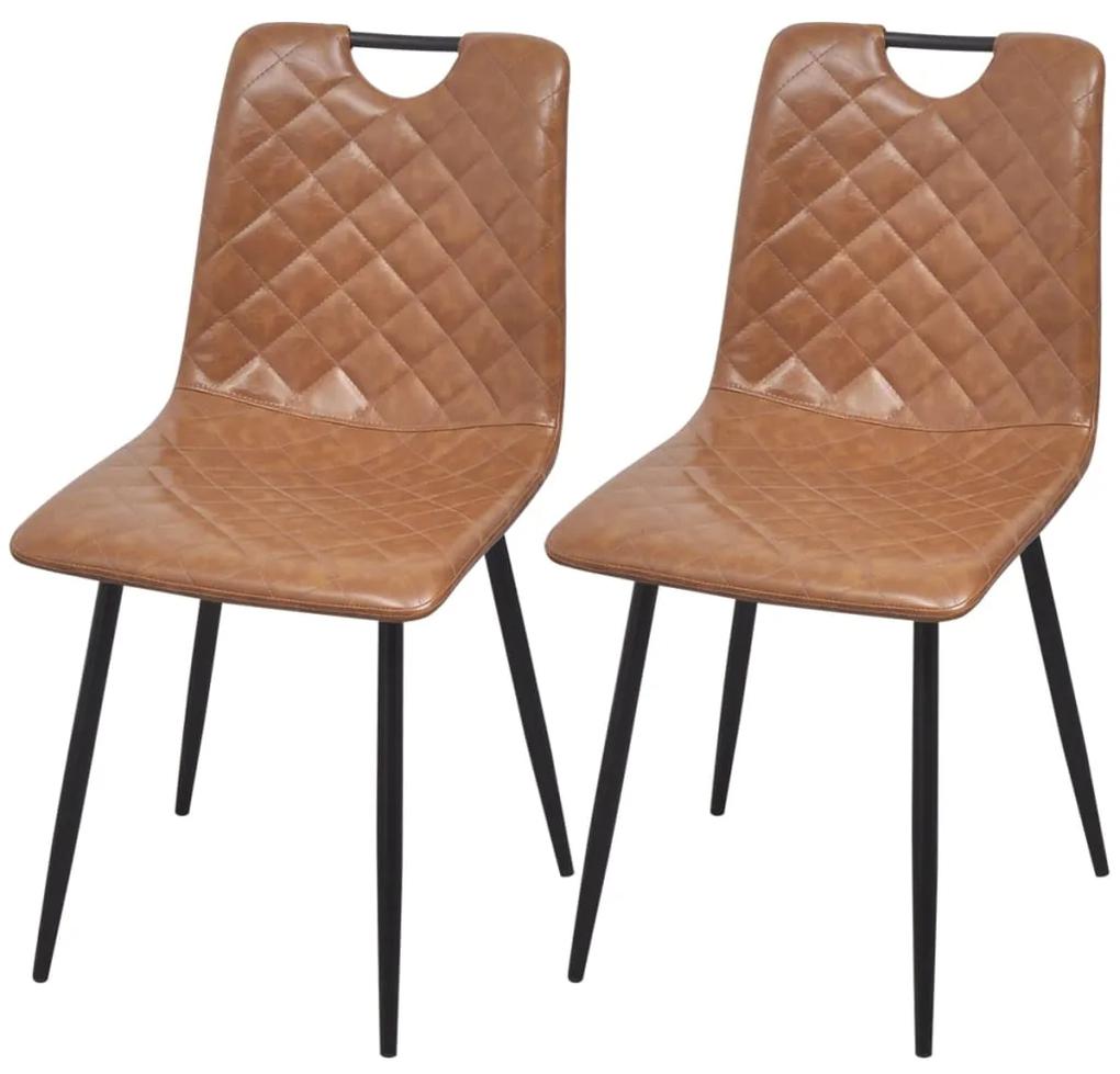 Jedálenské stoličky 2 ks, svetlohnedé, umelá koža